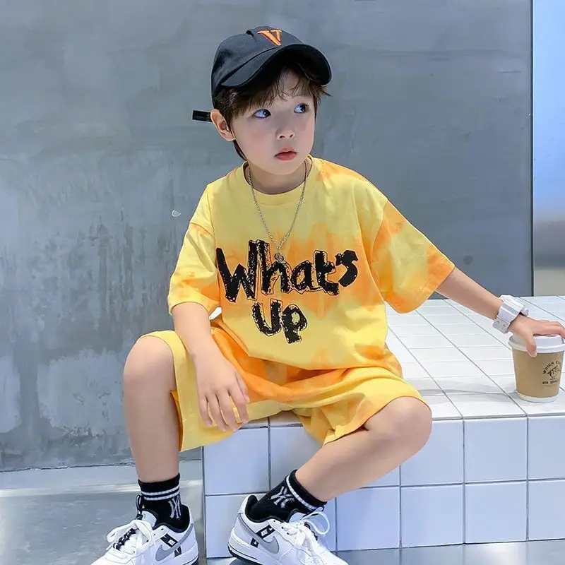 Children's Orange T-Shirt Shorts Set Medium Large — feature 18