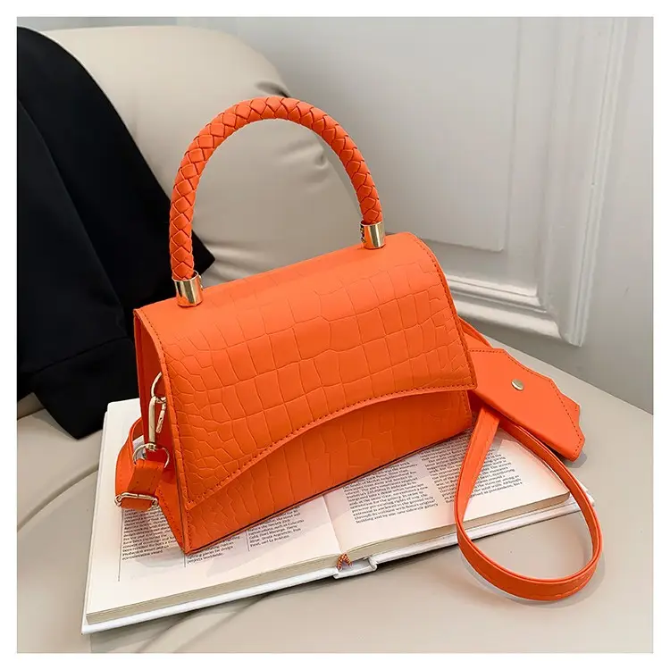White Croc Embroidered Shoulder Bag for Women