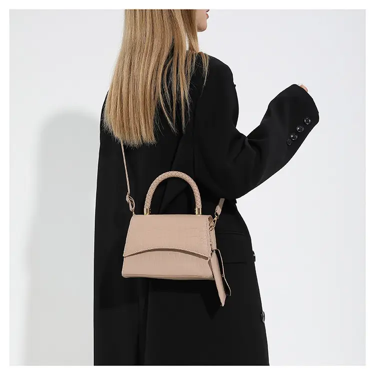 White Croc Embroidered Shoulder Bag for Women