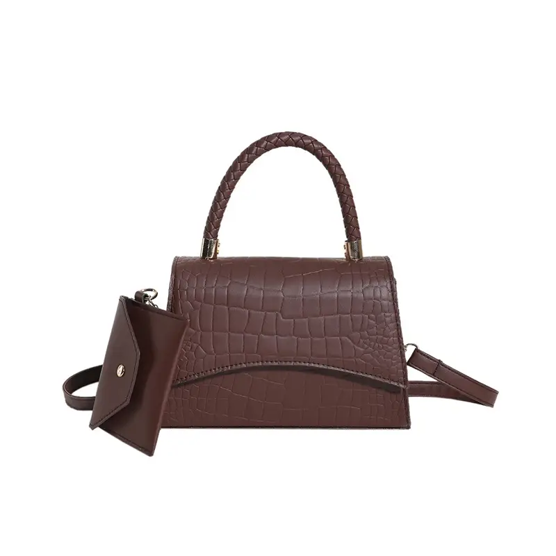 White Croc Embroidered Shoulder Bag for Women