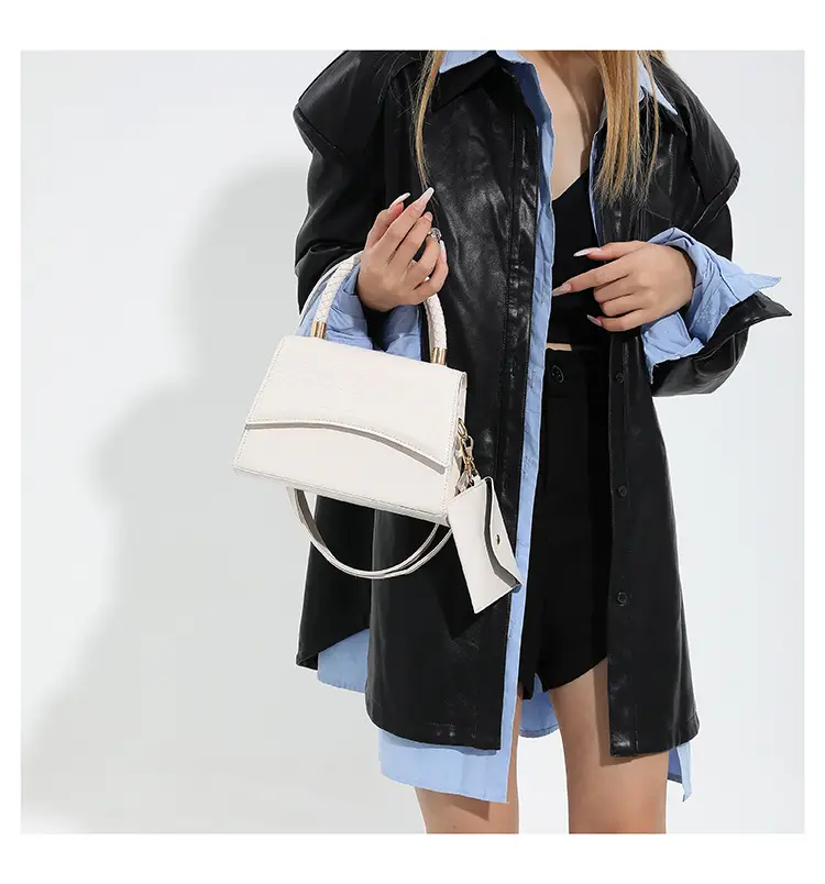White Croc Embroidered Shoulder Bag for Women — feature 24