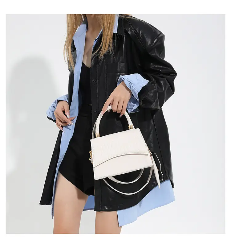 White Croc Embroidered Shoulder Bag for Women — feature 25