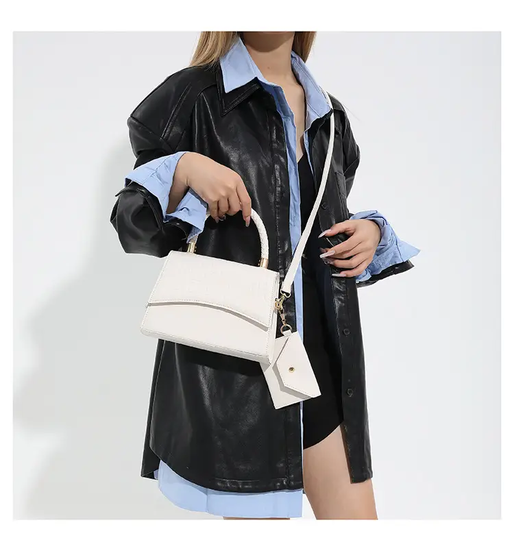 White Croc Embroidered Shoulder Bag for Women — feature 26