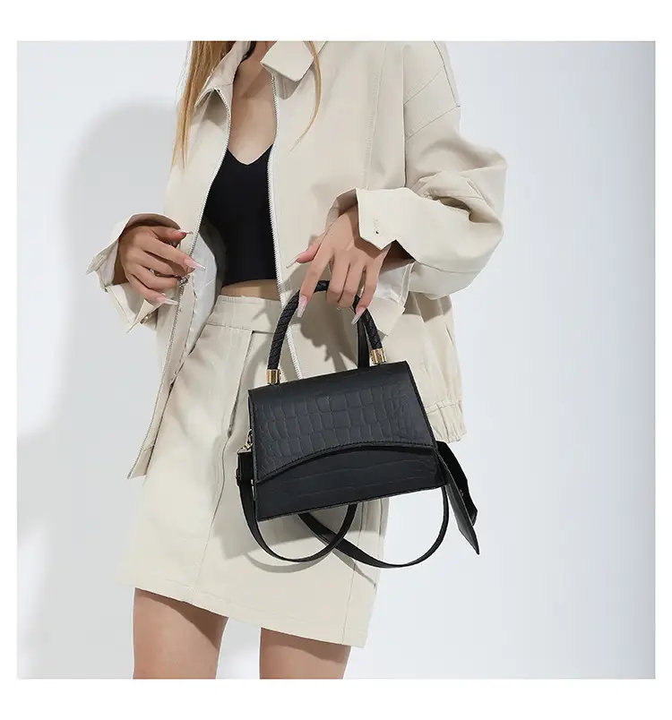 White Croc Embroidered Shoulder Bag for Women — feature 30