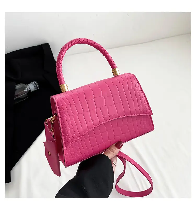 White Croc Embroidered Shoulder Bag for Women