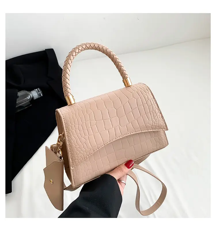 White Croc Embroidered Shoulder Bag for Women