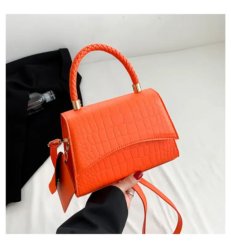 White Croc Embroidered Shoulder Bag for Women