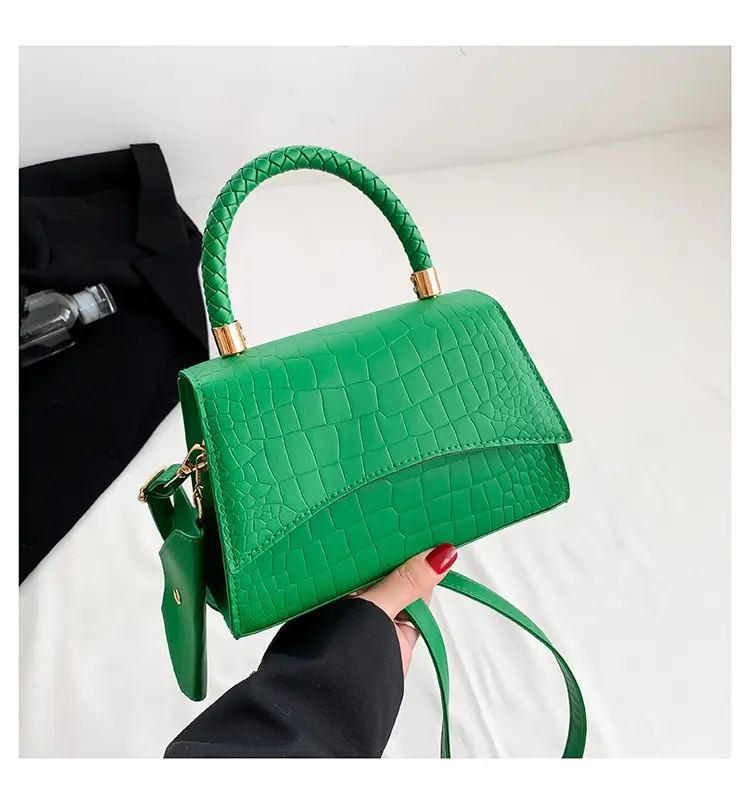 White Croc Embroidered Shoulder Bag for Women