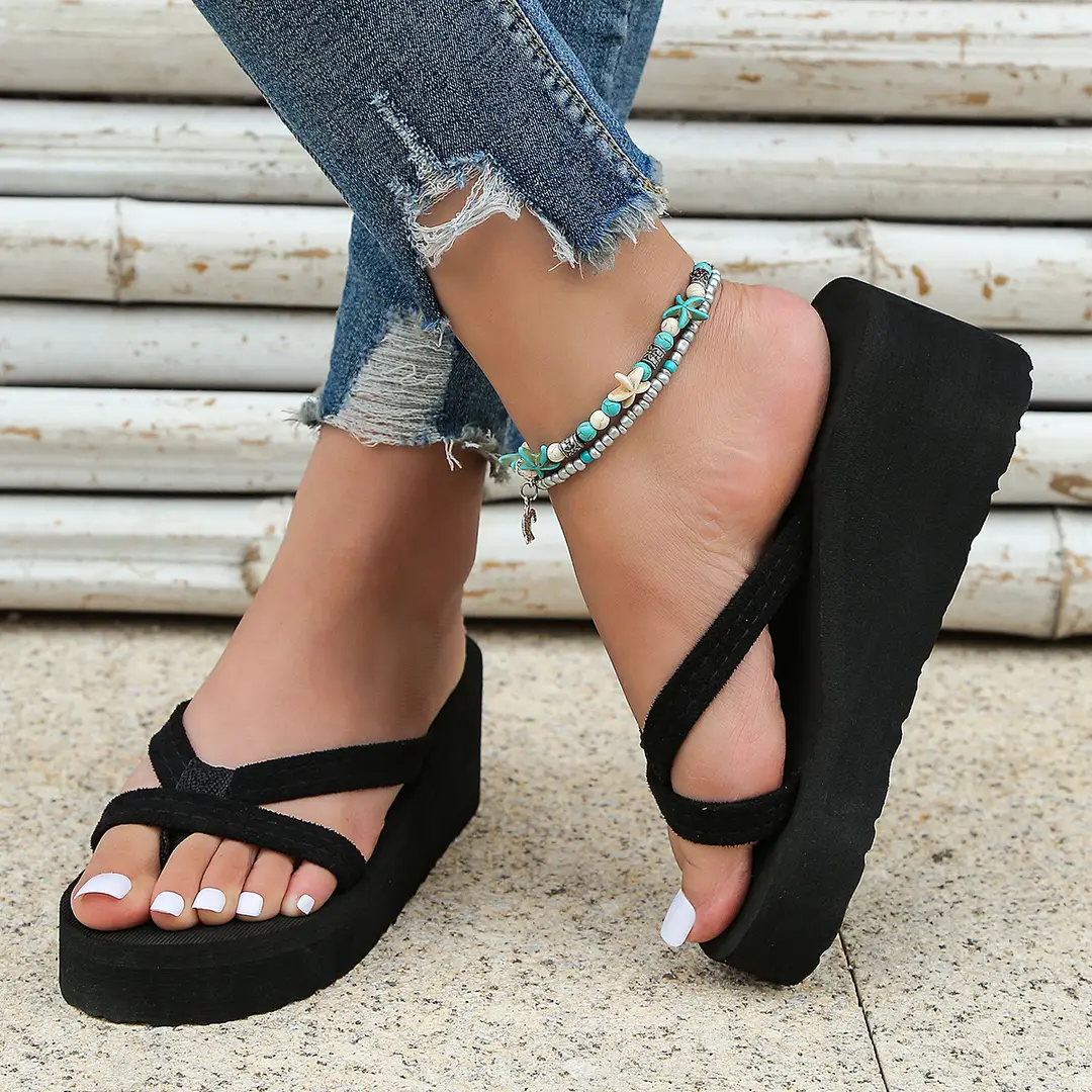 2026 Summer New Women's Sandals for Petite Individuals, with Height-Increasing Non-Slip Flip-Flops and Wedge Soles for Students to Wear Outside - Image 3