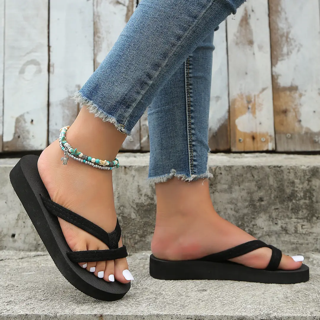 2026 Summer New Women's Sandals for Petite Individuals, with Height-Increasing Non-Slip Flip-Flops and Wedge Soles for Students to Wear Outside - Image 2
