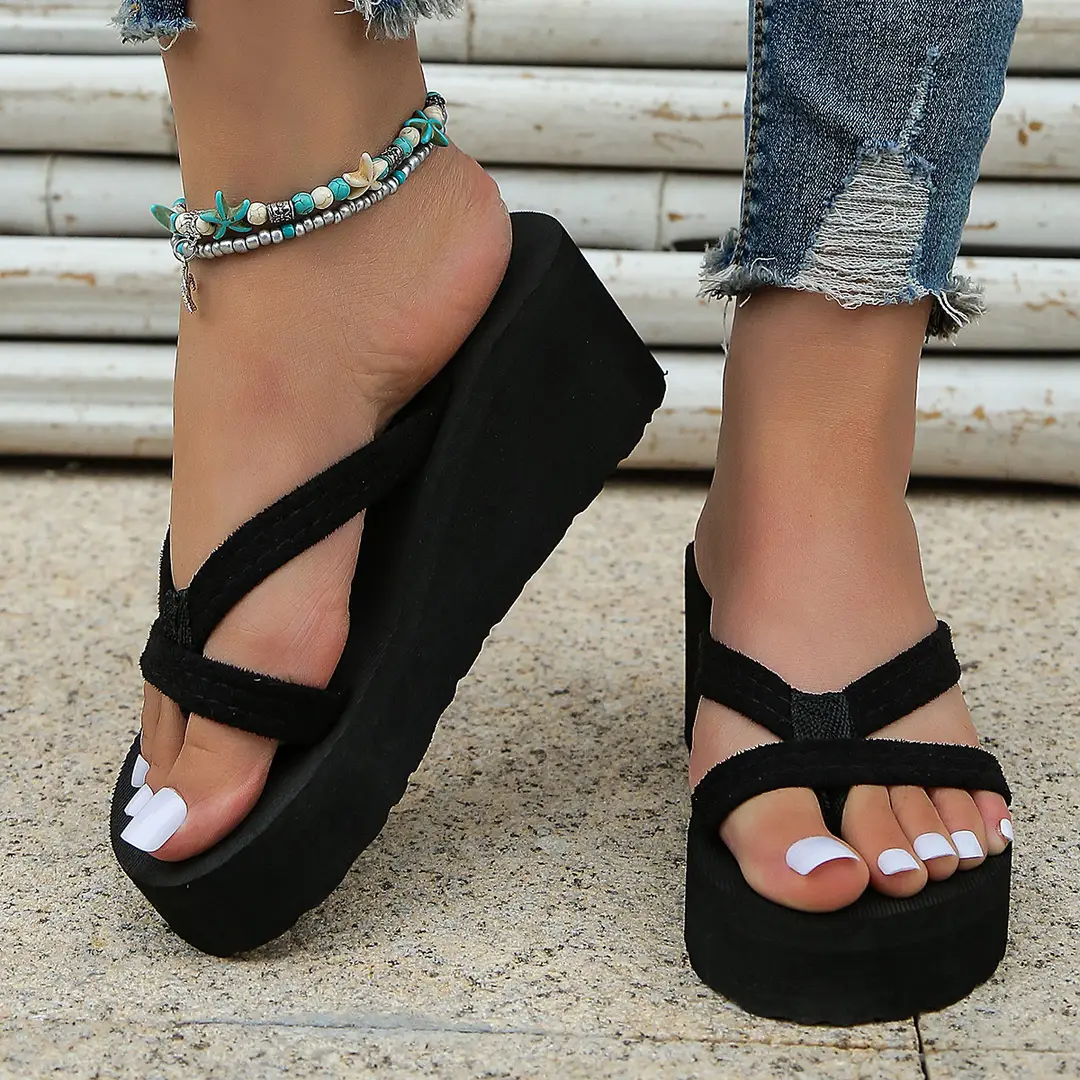 2026 Summer New Women's Sandals for Petite Individuals, with Height-Increasing Non-Slip Flip-Flops and Wedge Soles for Students to Wear Outside — feature 2