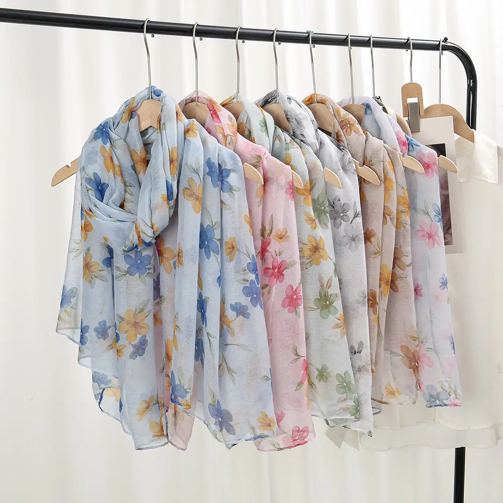 Women's Floral Silk Scarf Large Size Sunscreen Travel Shawl