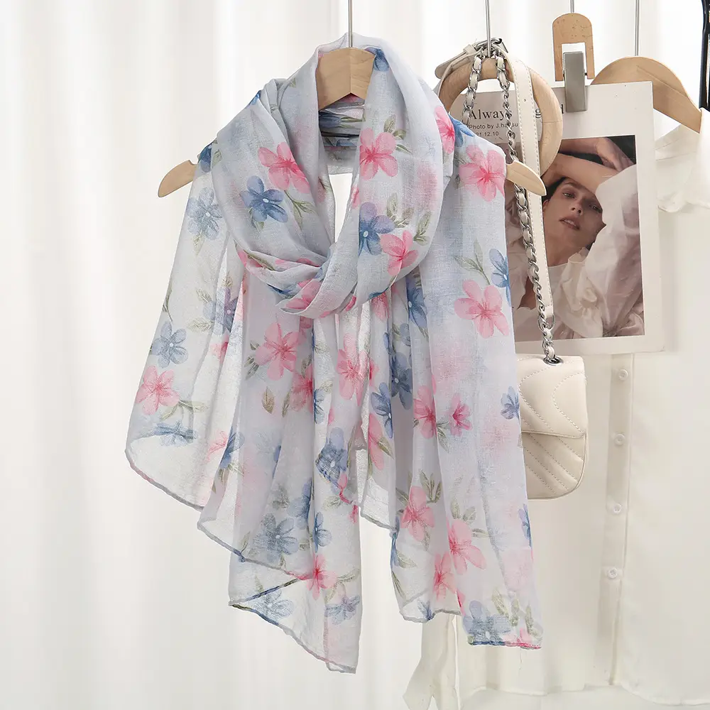 Women's Floral Silk Scarf Large Size Sunscreen Travel Shawl — feature 11