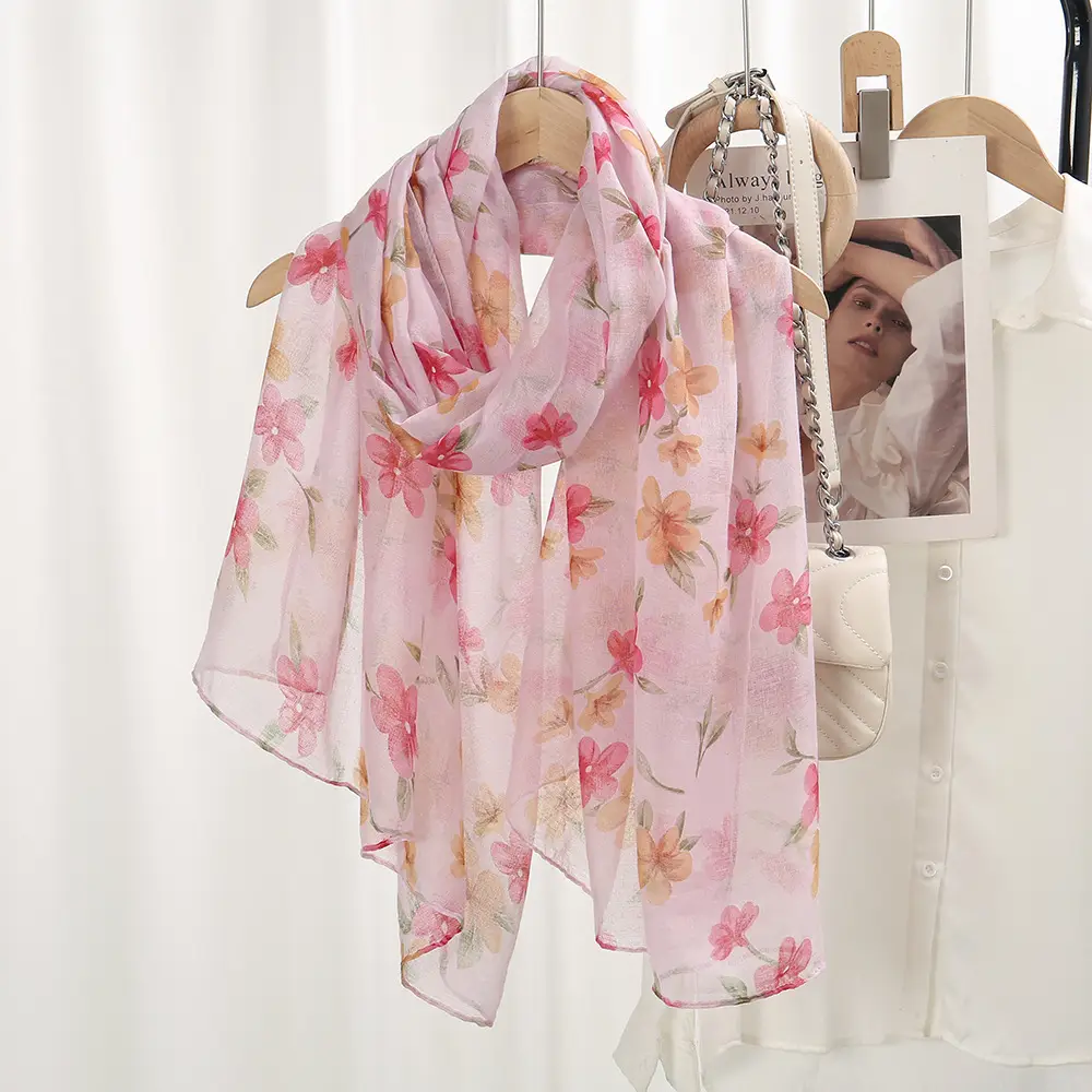 Women's Floral Silk Scarf Large Size Sunscreen Travel Shawl — feature 13