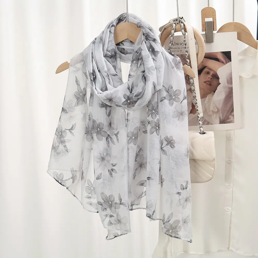 Women's Floral Silk Scarf Large Size Sunscreen Travel Shawl — feature 7