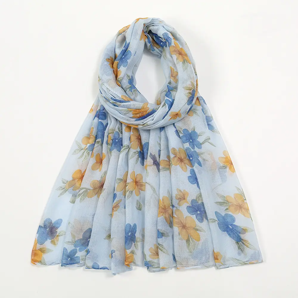 Women's Floral Silk Scarf Large Size Sunscreen Travel Shawl