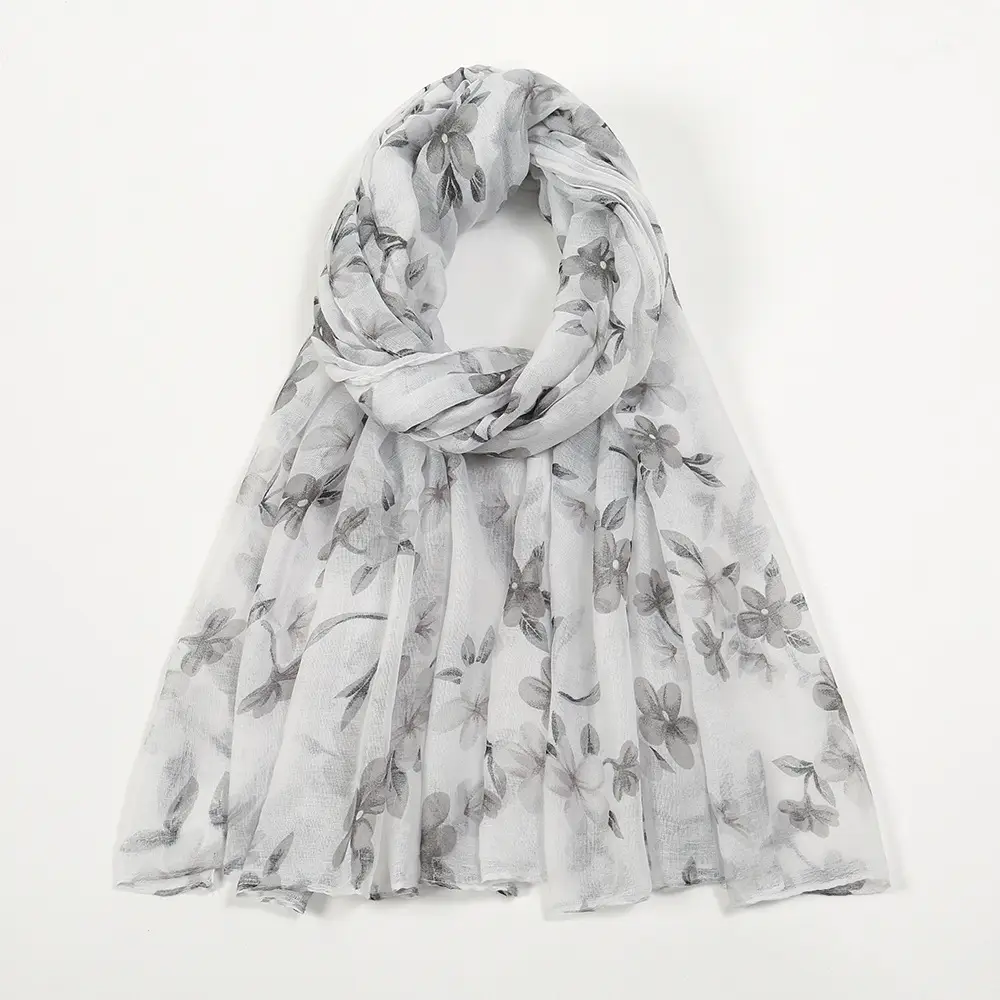 Women's Floral Silk Scarf Large Size Sunscreen Travel Shawl