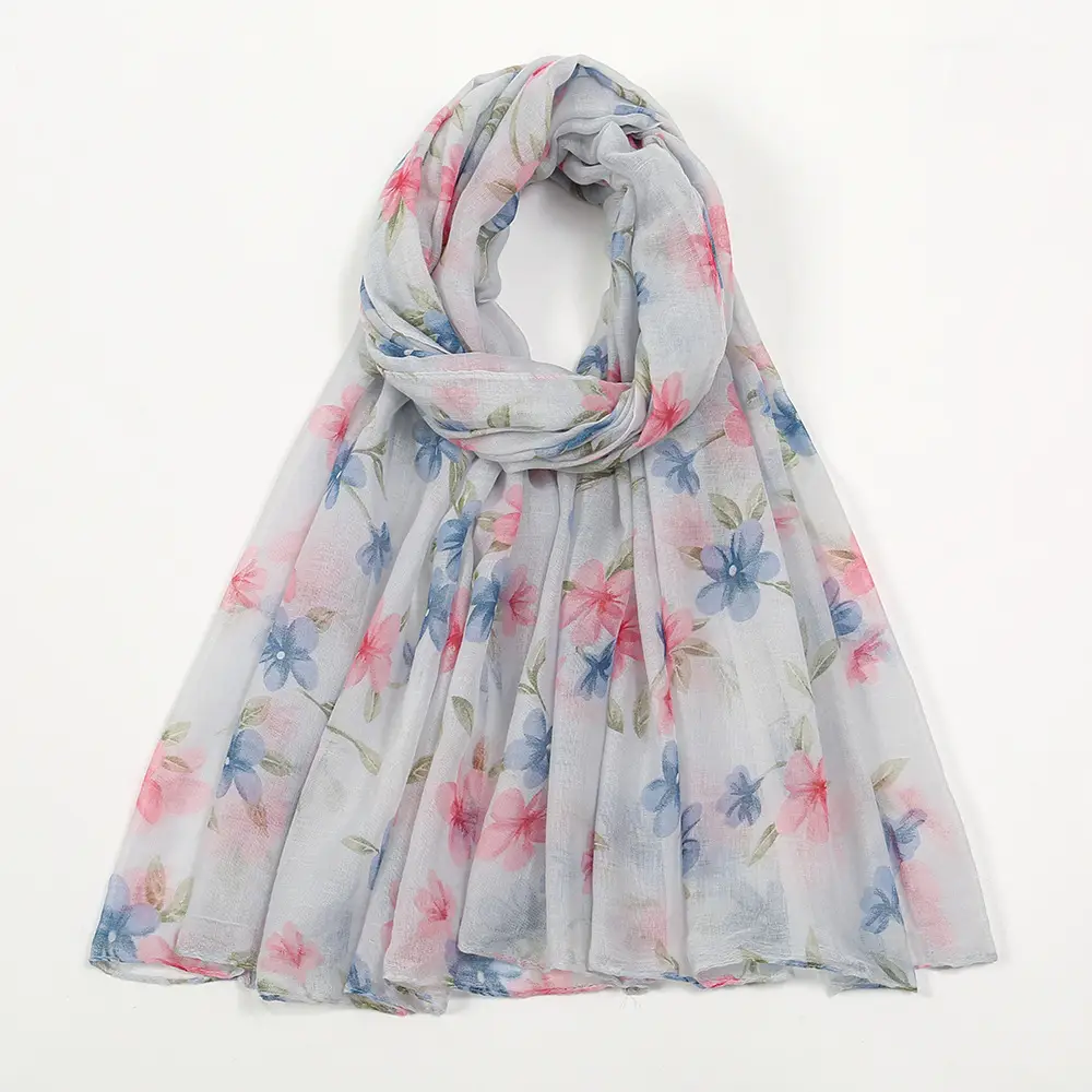 Women's Floral Silk Scarf Large Size Sunscreen Travel Shawl