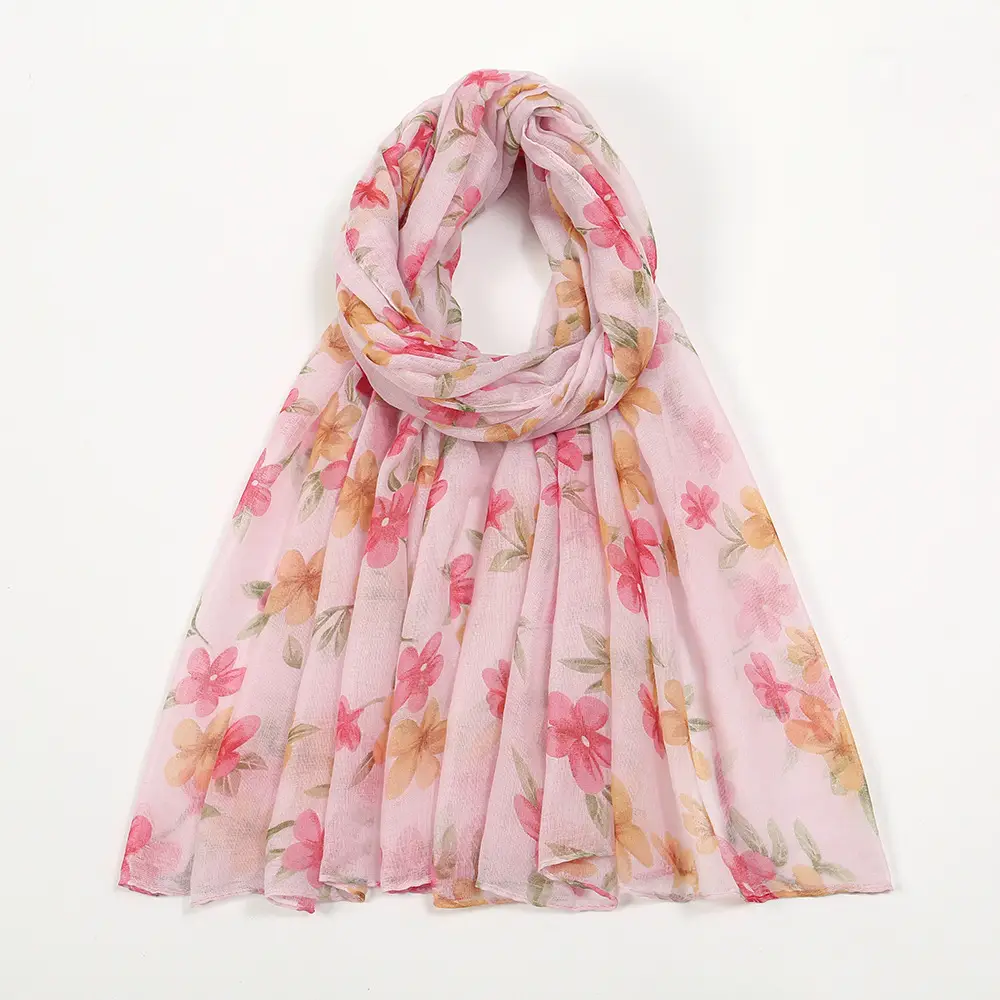 Women's Floral Silk Scarf Large Size Sunscreen Travel Shawl