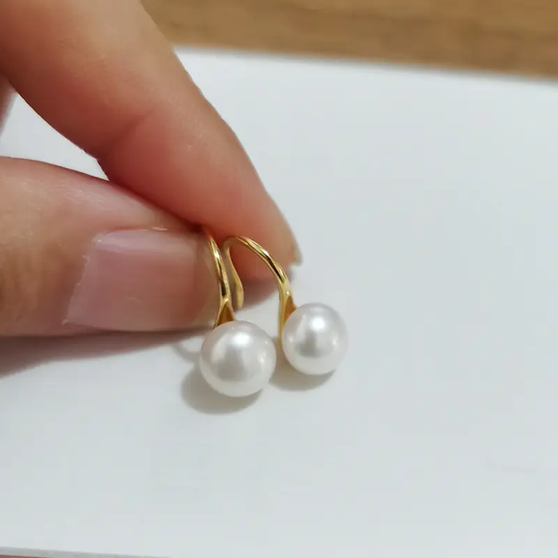 925 Silver Pearl Earrings 8-9mm High Heels - Image 2