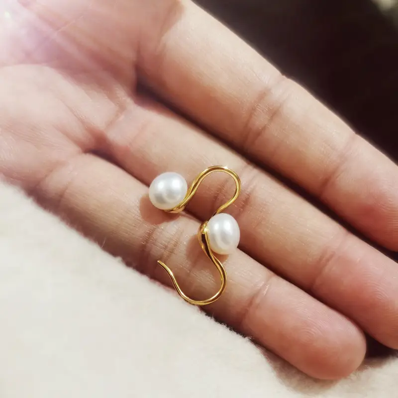 925 Silver Pearl Earrings 8-9mm High Heels - Image 5