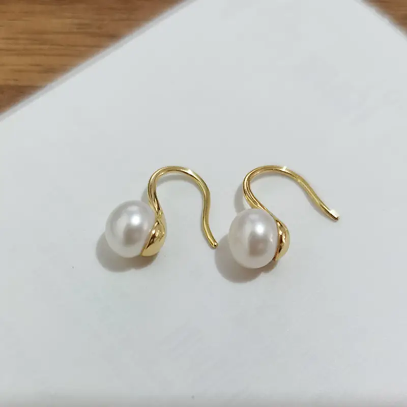 925 Silver Pearl Earrings 8-9mm High Heels — feature 6
