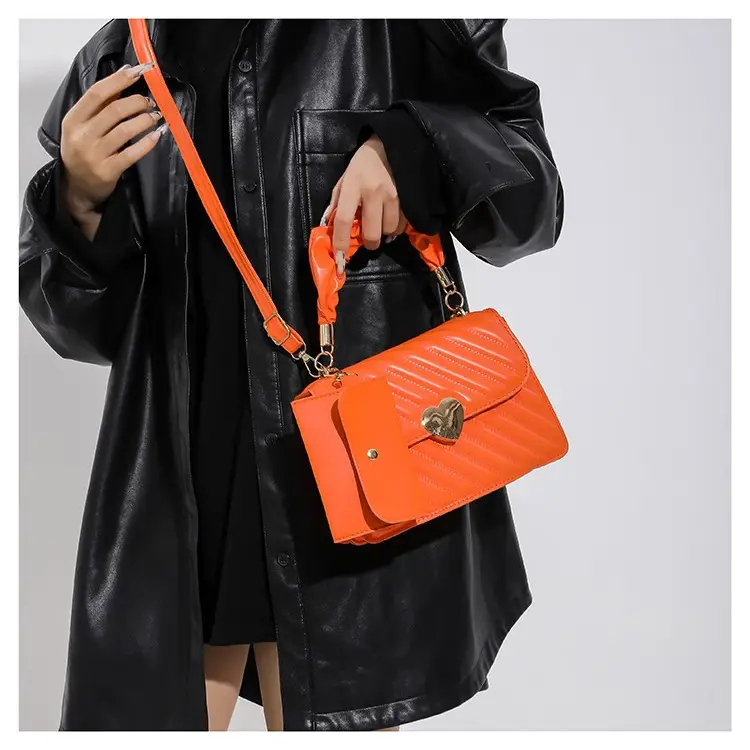 Women's Orange Plaid Shoulder Bag 2024 Spring - Image 16
