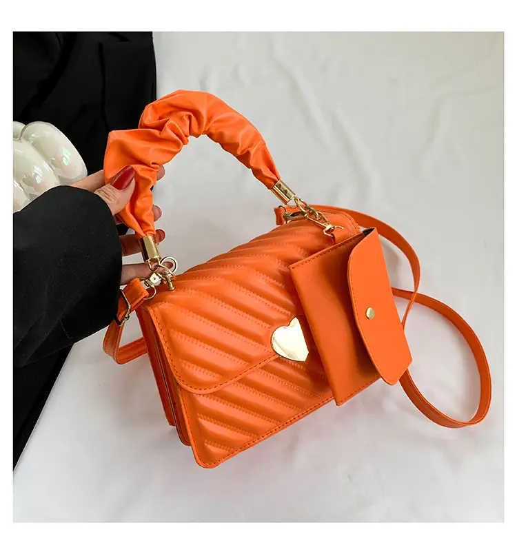 Women's Orange Plaid Shoulder Bag 2024 Spring - Image 8