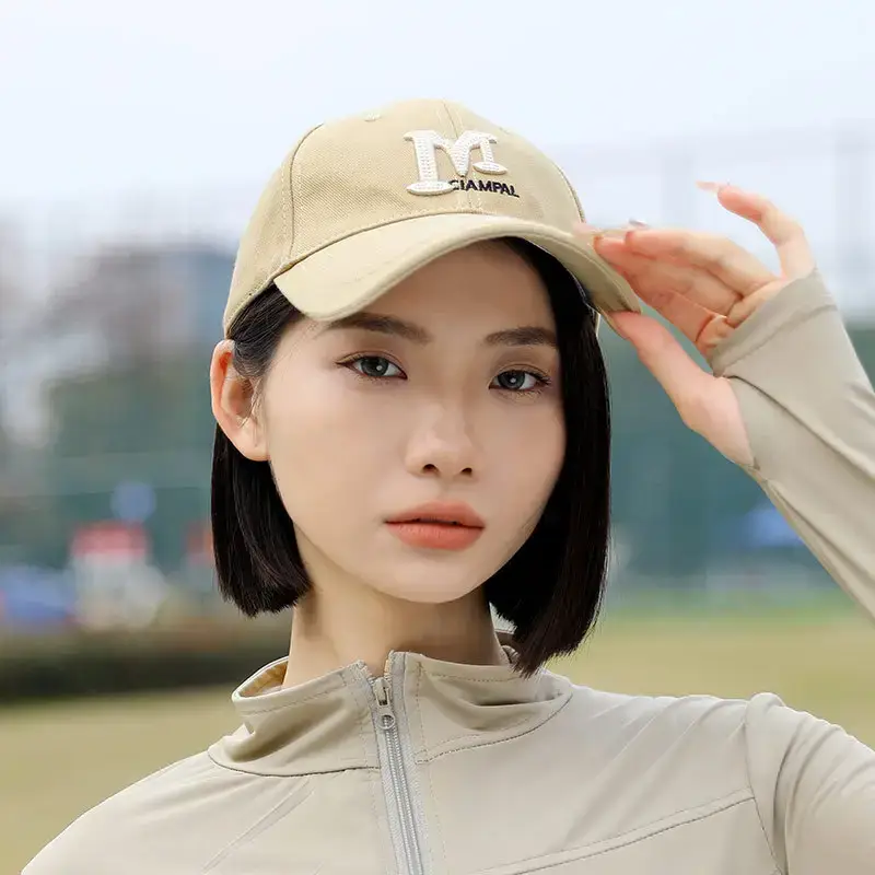 Women Beige Vintage Baseball Cap with Logo Wide Brim — feature 10
