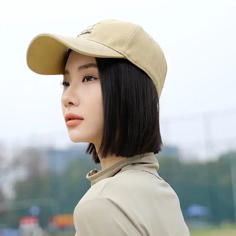 Women Beige Vintage Baseball Cap with Logo Wide Brim — feature 11