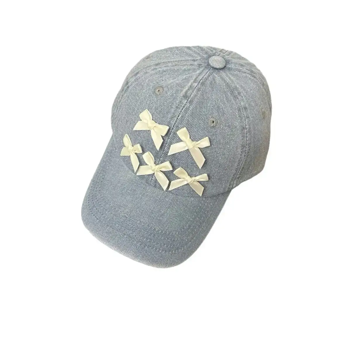 Women Denim Baseball Cap Blue Bowknot Light - Image 7