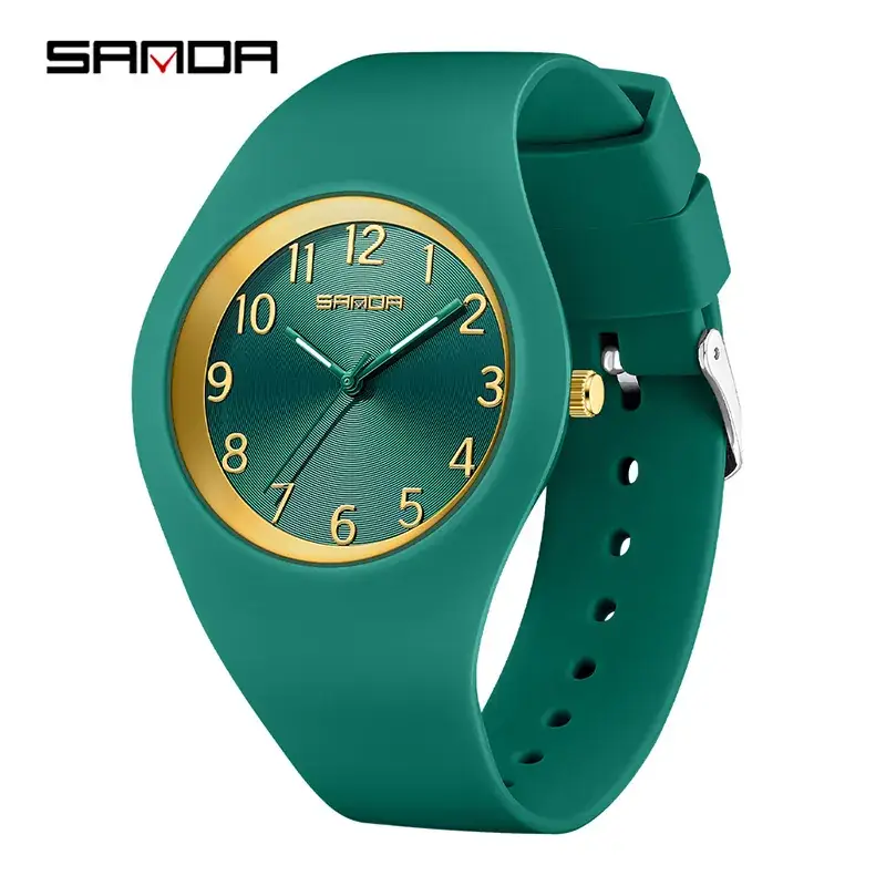 Sanda Red Silicone Student Watch with Yellow Dial - Image 3