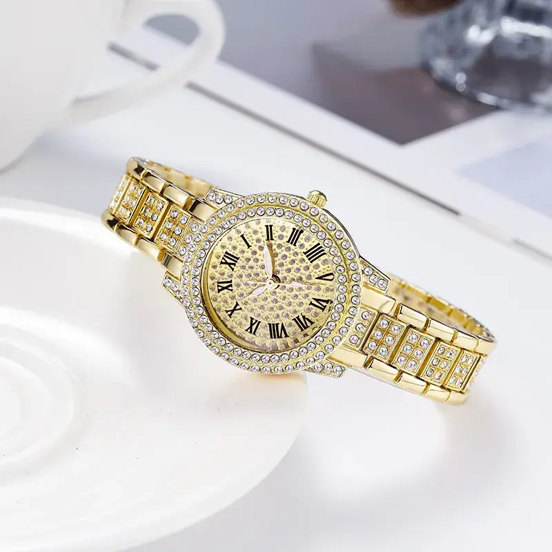 Gold Rhinestone Women's Watch with Starry Dial - Image 2