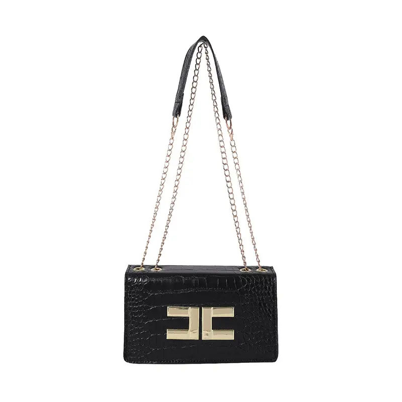Korean Style Black Chain Crossbody Bag for Women
