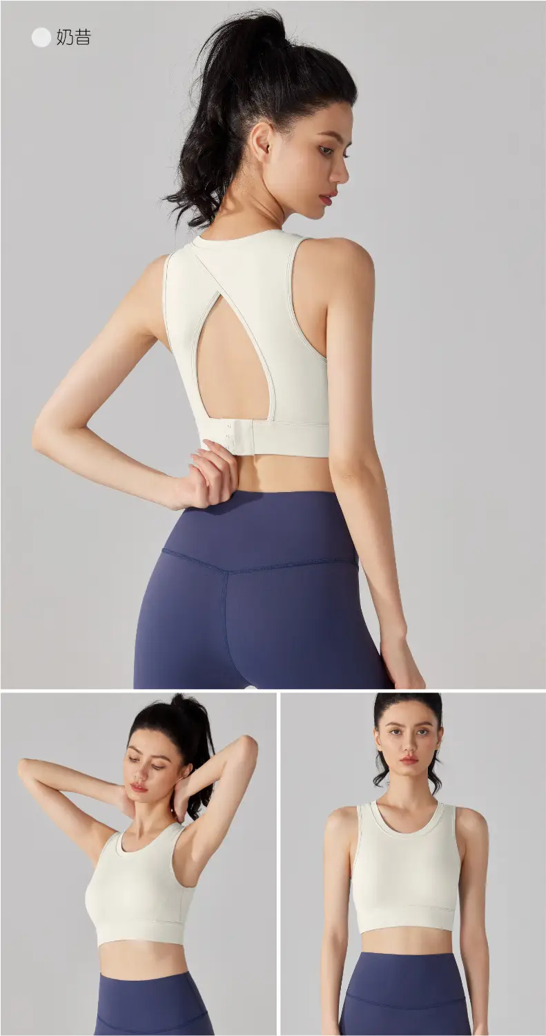 Women's Black Back Cut-Out Sports Bra with Integrated Cup — feature 14