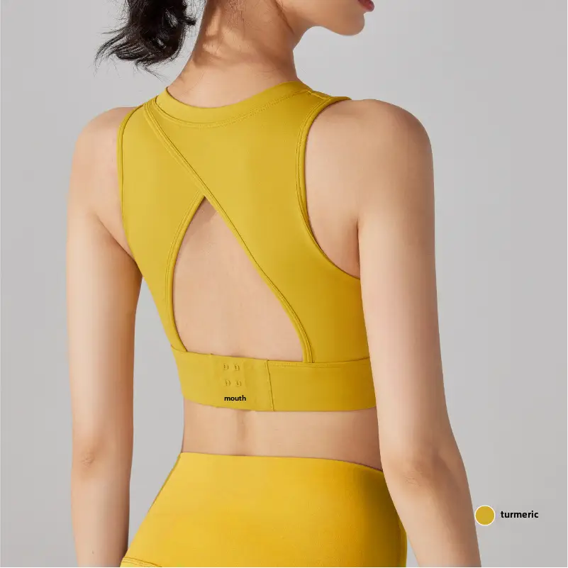 Women's Black Back Cut-Out Sports Bra with Integrated Cup - Image 3