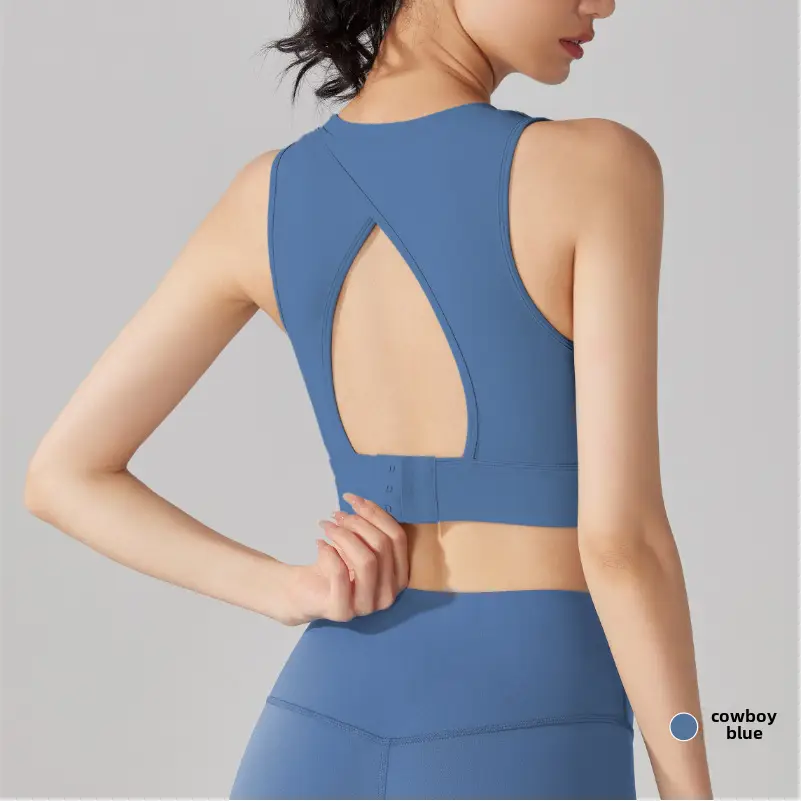Women's Black Back Cut-Out Sports Bra with Integrated Cup - Image 6