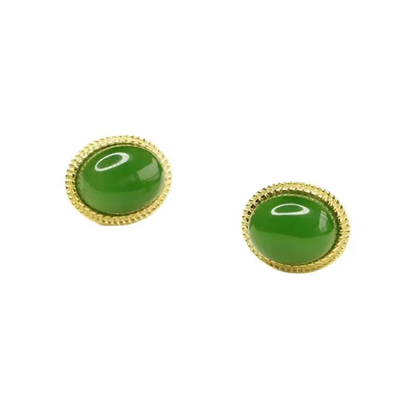 Green Jade Earrings S925 Silver Inlay - Image 5