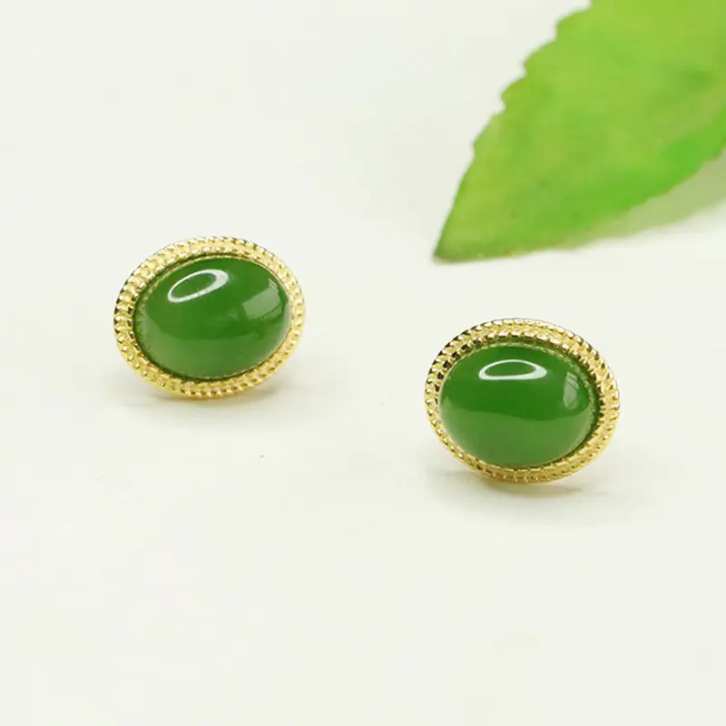Green Jade Earrings S925 Silver Inlay — feature 7