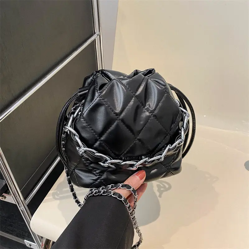Black Quilted Chain Mini Shoulder Bag for Women - Image 7