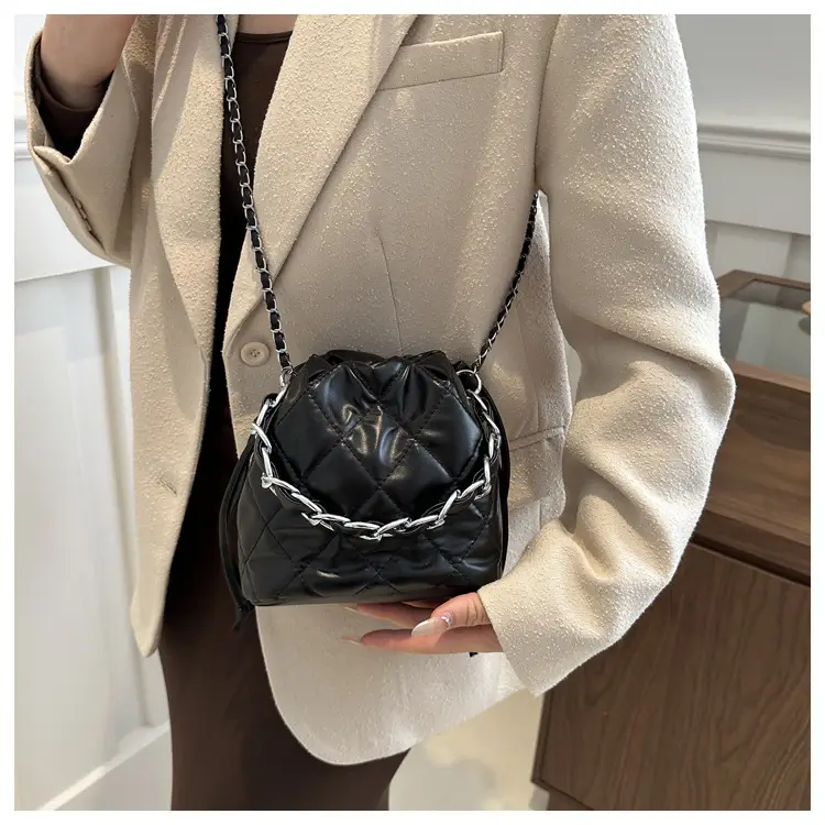 Black Quilted Chain Mini Shoulder Bag for Women — feature 17