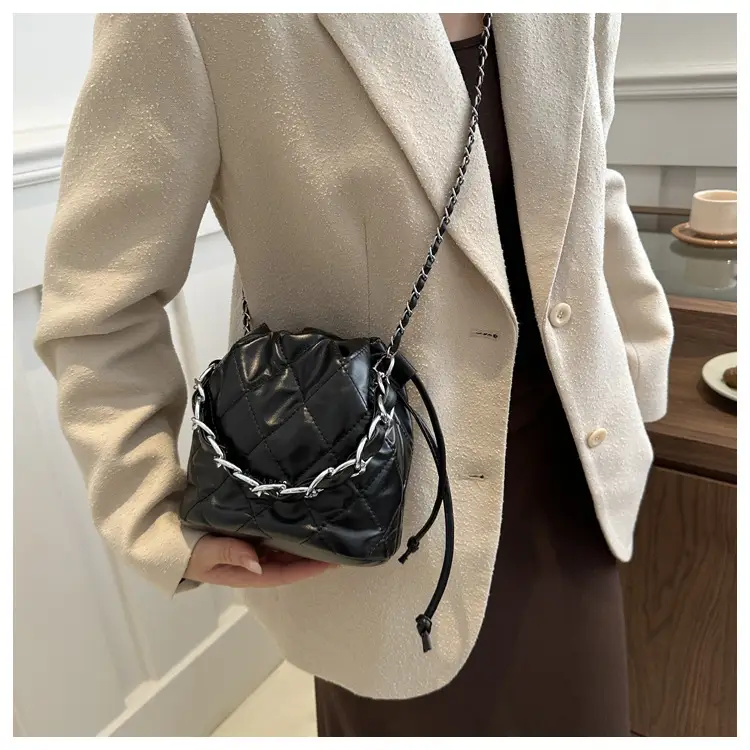 Black Quilted Chain Mini Shoulder Bag for Women — feature 18