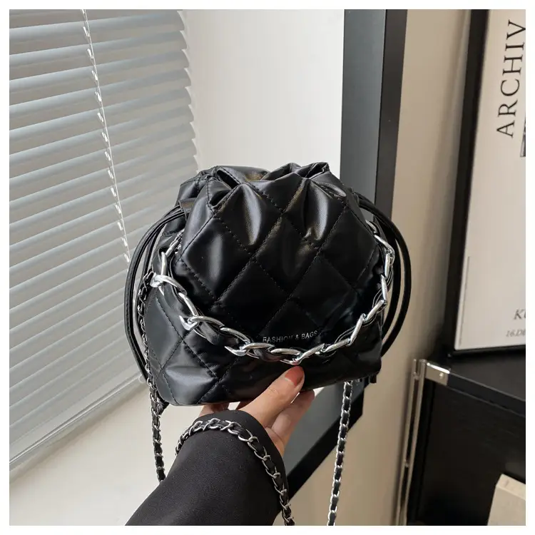 Black Quilted Chain Mini Shoulder Bag for Women — feature 22