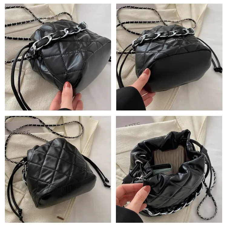 Black Quilted Chain Mini Shoulder Bag for Women — feature 7