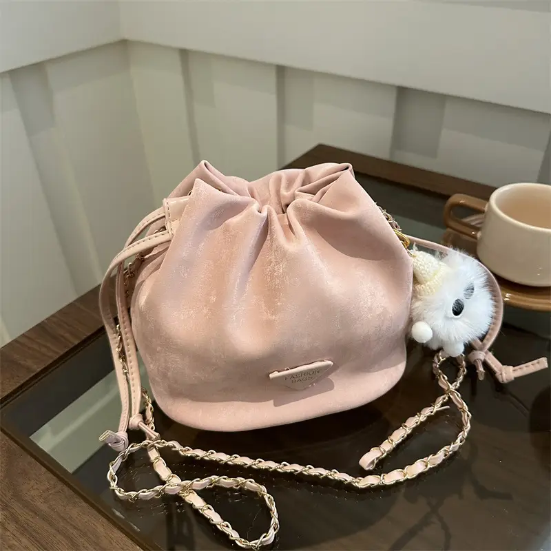 Pink Drawstring Shoulder Bag for Women 2024 Spring - Image 10