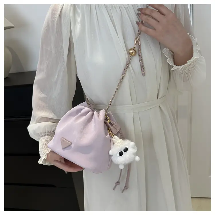 Pink Drawstring Shoulder Bag for Women 2024 Spring — feature 18