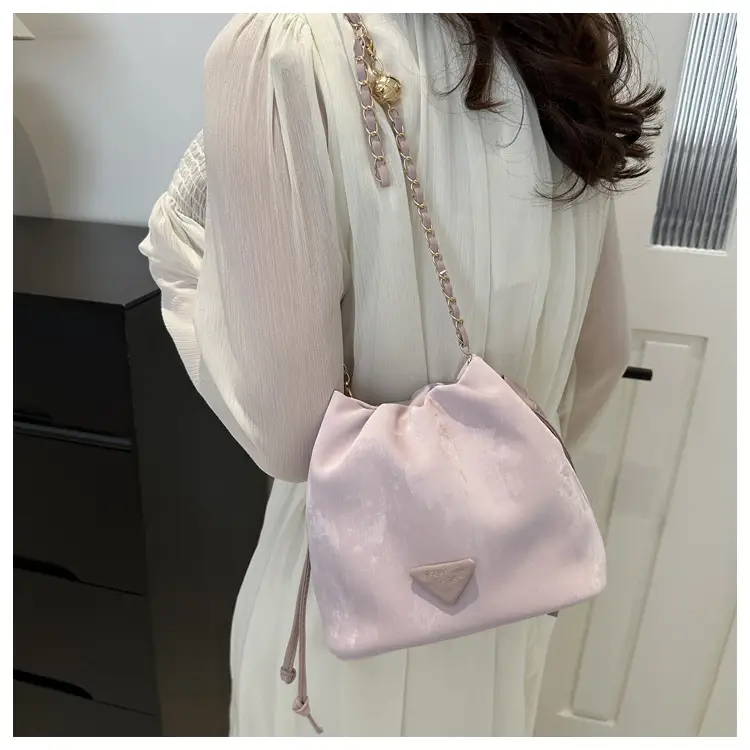 Pink Drawstring Shoulder Bag for Women 2024 Spring — feature 19