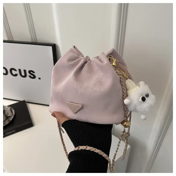 Pink Drawstring Shoulder Bag for Women 2024 Spring — feature 23