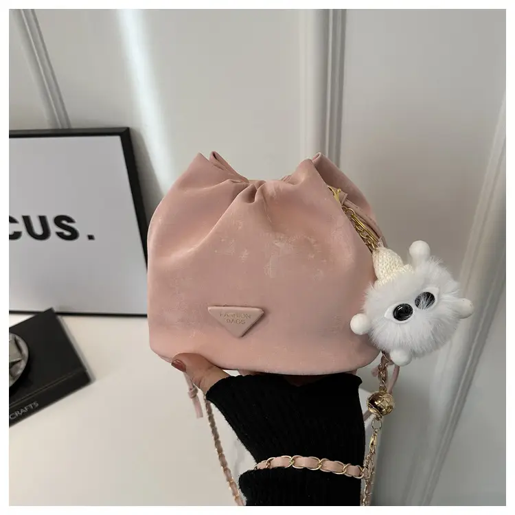 Pink Drawstring Shoulder Bag for Women 2024 Spring — feature 24