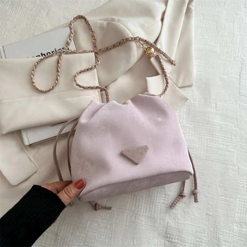 Pink Drawstring Shoulder Bag for Women 2024 Spring - Image 4